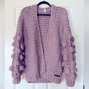 VICI 💜Lavender oversized chunky knit Cardigan